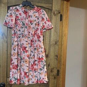 SHEIN Pink Floral Midi Dress